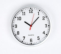 23cm Modern Wall Clock – Large Easy Read Numbers, White Dial & Silver Frame
