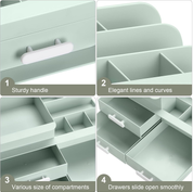 Green Makeup Organizer Box with Drawers for Skincare and Jewelry Storage