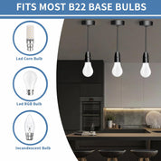 Ceiling Pendant Light Fitting, B22 Lamp Holder, 6”(150mm), Black Plastic Light Bulb Holder, Ceiling Rose for Kitchen Island Living Room Bedroom Lightings