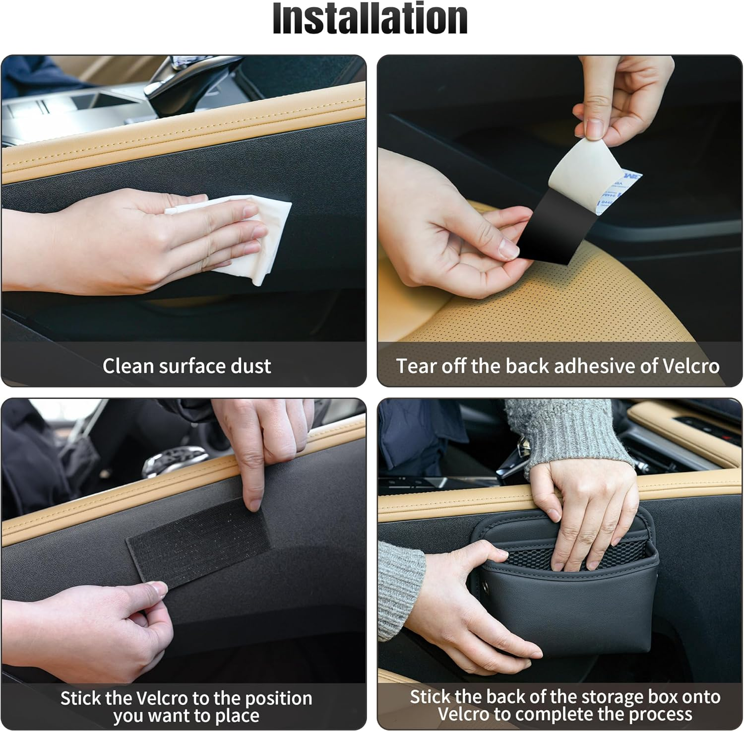 Leather Car Seat Gap Filler Organizer – Universal Side Pocket Storage Pouch (Black)