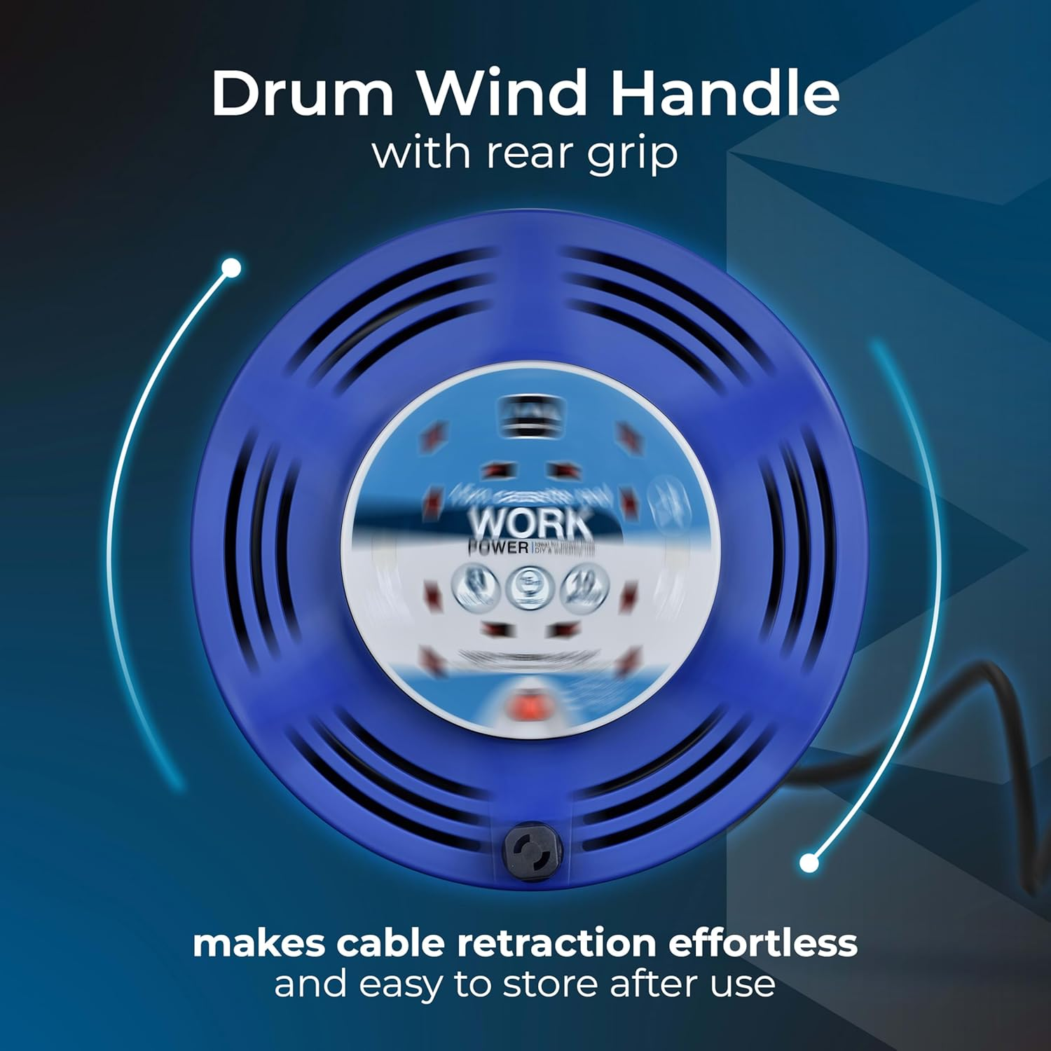 4 Socket 15M Extension Lead Cable Reel with Thermal Cut-Out, 10A Blue/Black
