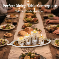 GoMaihe Wooden Candle Holder Set with Tray – 4-Pcs Tealight Centerpiece Décor