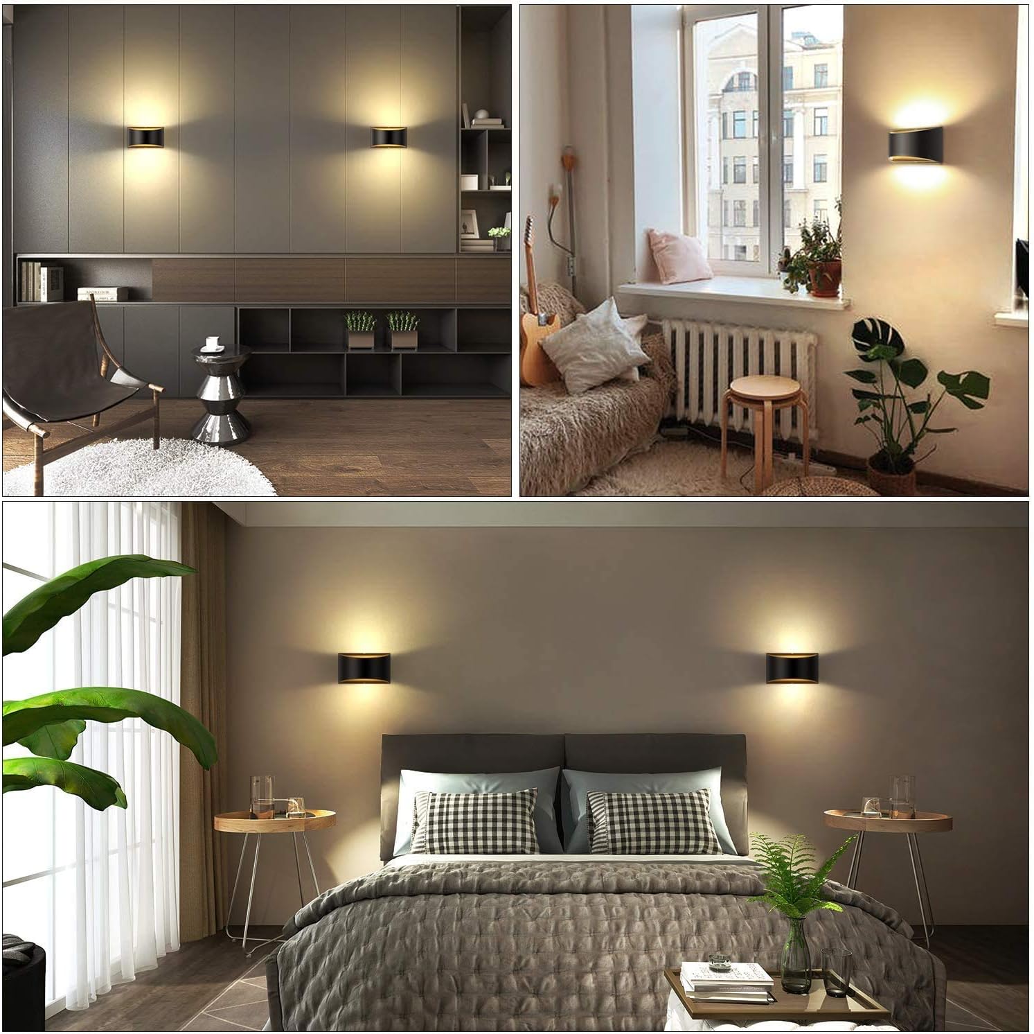 Dimmable LED Wall Light – 10W Modern Up & Down Indoor Black Wall Sconce