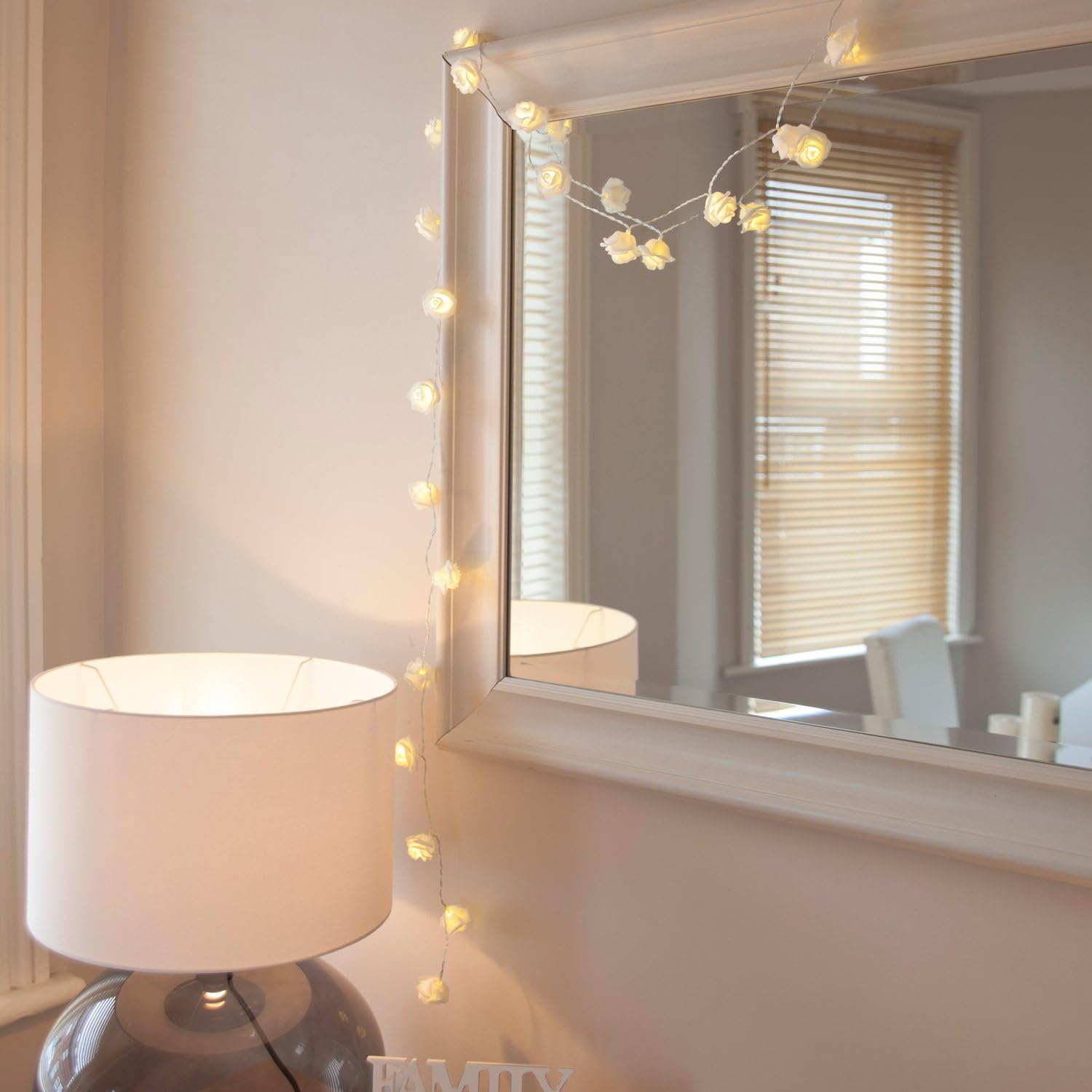 White Rose Fairy Lights – 1.4m Battery Operated