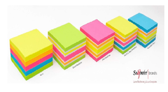 Neon Sticky Notes Cube – 450 Sheets 76x76mm, Bright Assorted Colours