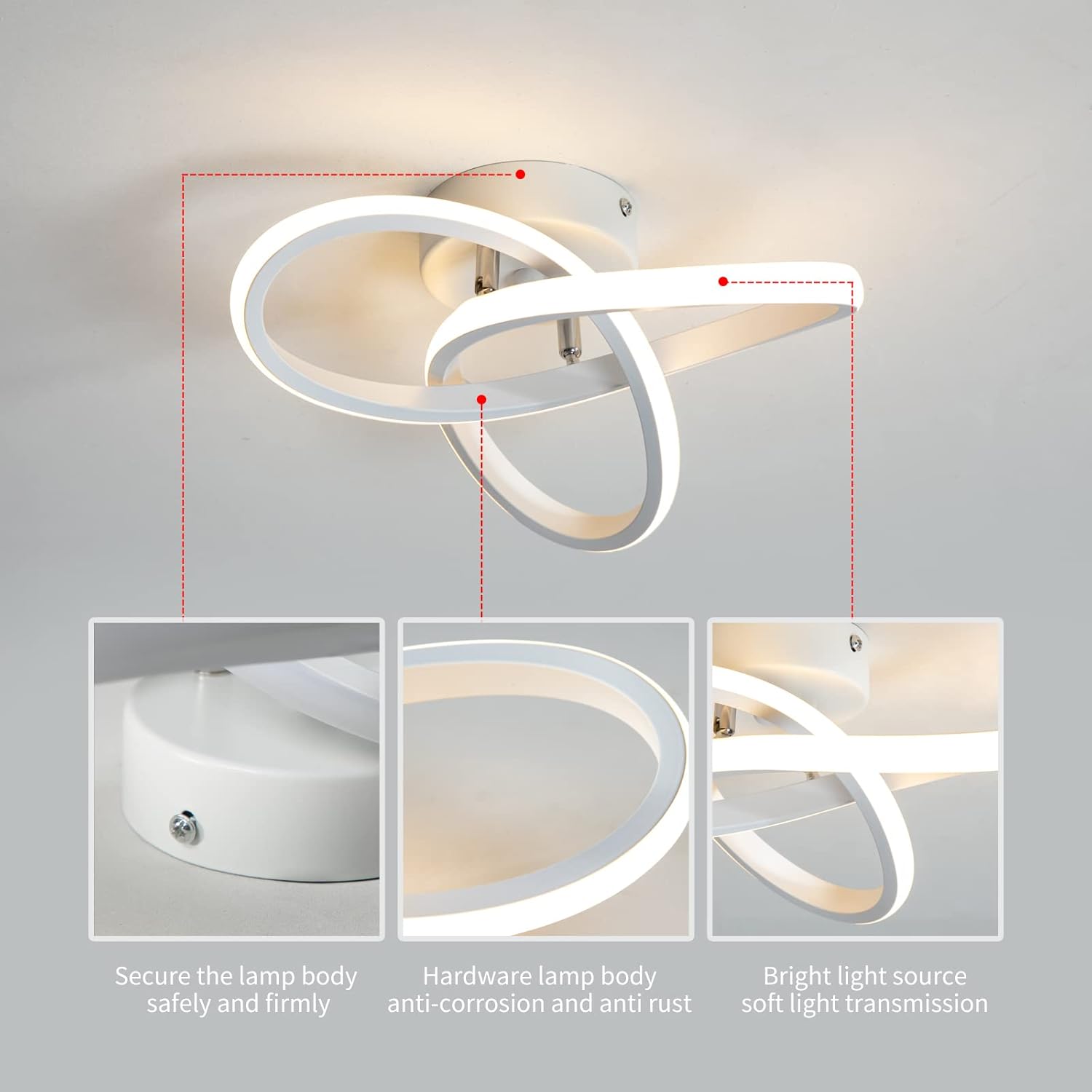 minfair Modern LED Ceiling Light – Round Geometry, 18W, 24cm Diameter