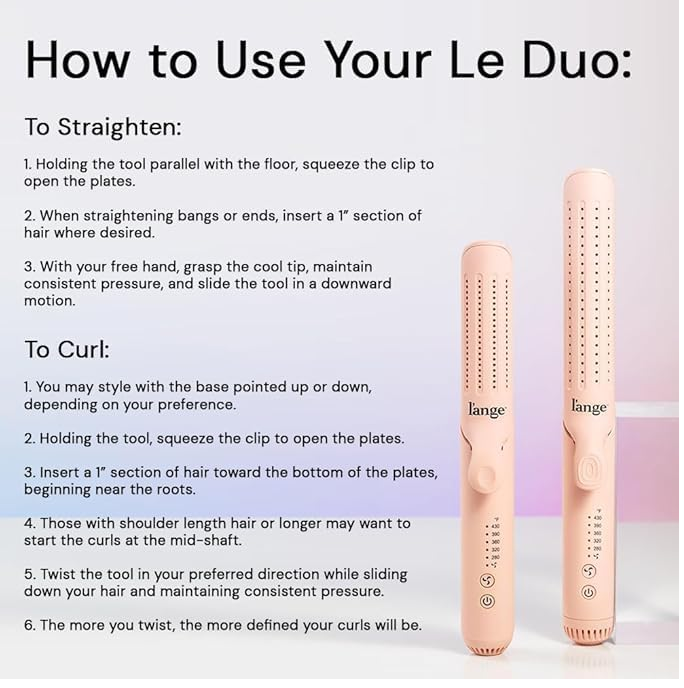2-in-1 Hair Straightener & Curler – Titanium Flat Iron with Cooling Air Vents (Blush)