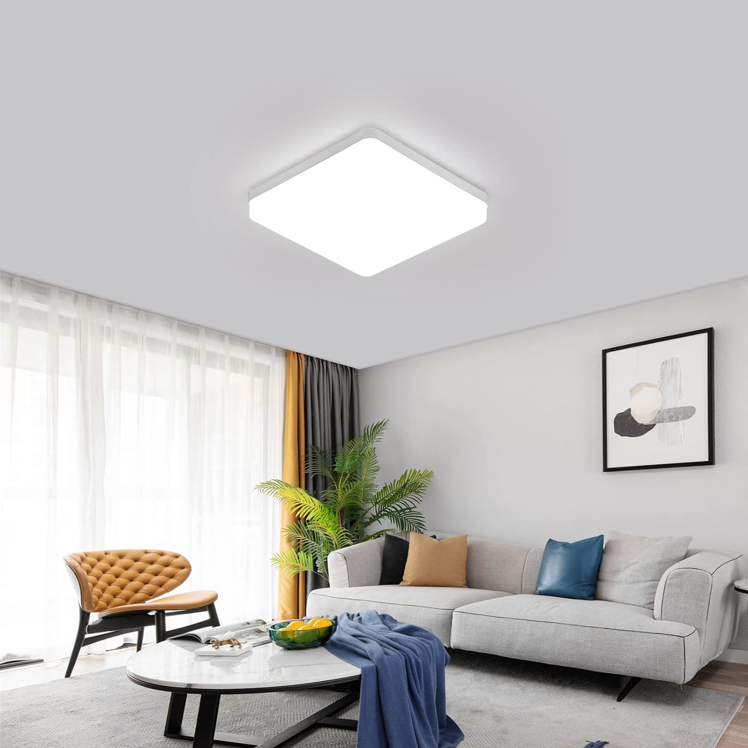36W Square LED Ceiling Light, 6000K Cool White, Ultra Bright Flush Mount Ceiling Light for Bedroom, Kitchen, Hallway, Living Room & Office