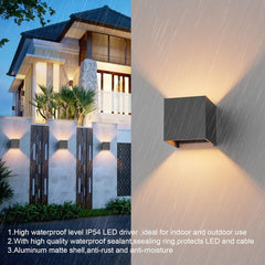 Modern LED Wall Lights Up and Down Wall Lamp Outdoor/Indoor Wall Sconce Lights, Adjustable Beam Angle, Warm White 3000k, Dark Grey