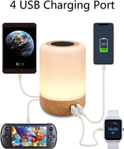 Touch RGB Bedside Lamp with 4 USB Charging Ports