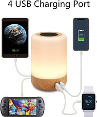 Touch RGB Bedside Lamp with 4 USB Charging Ports