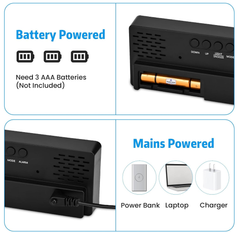 Digital LED Alarm Clock with Snooze, Temperature & Adjustable Brightness