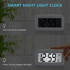 Upgraded Digital Alarm Clock with Temperature, Snooze, Calendar & LED Display