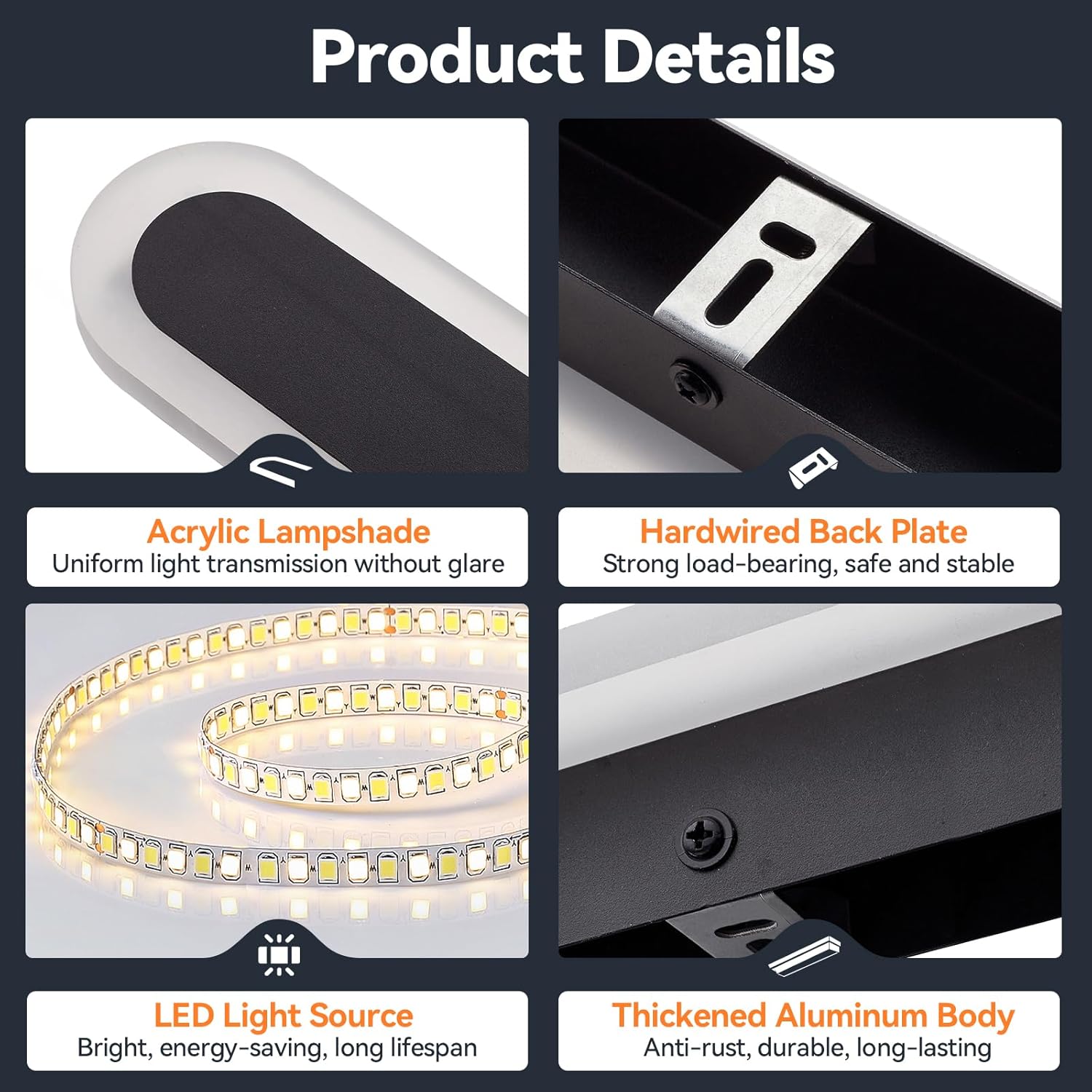 Outdoor LED Wall Light 40cm, IP67 Waterproof Modern Lamp