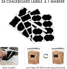 24-Piece Airtight Food Storage Container Set – BPA-Free Plastic Kitchen Canisters with Labels, Black