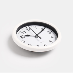 Small Round Modern Wall Clock, Easy Read Large Numbers, Silent Design, White