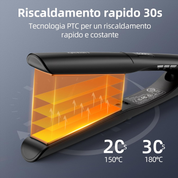 2-in-1 Hair Straightener & Curler – Titanium Plates, Fast Heat, LCD Display, Ionic Flat Iron (Black)