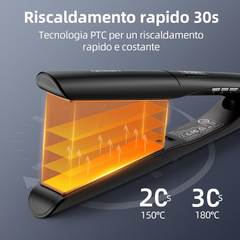 2-in-1 Hair Straightener & Curler – Titanium Plates, Fast Heat, LCD Display, Ionic Flat Iron (Black)