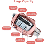 Foldable Duffel Bag – Lightweight Travel, Gym & Weekend Holdall with Wet Pocket, Pink