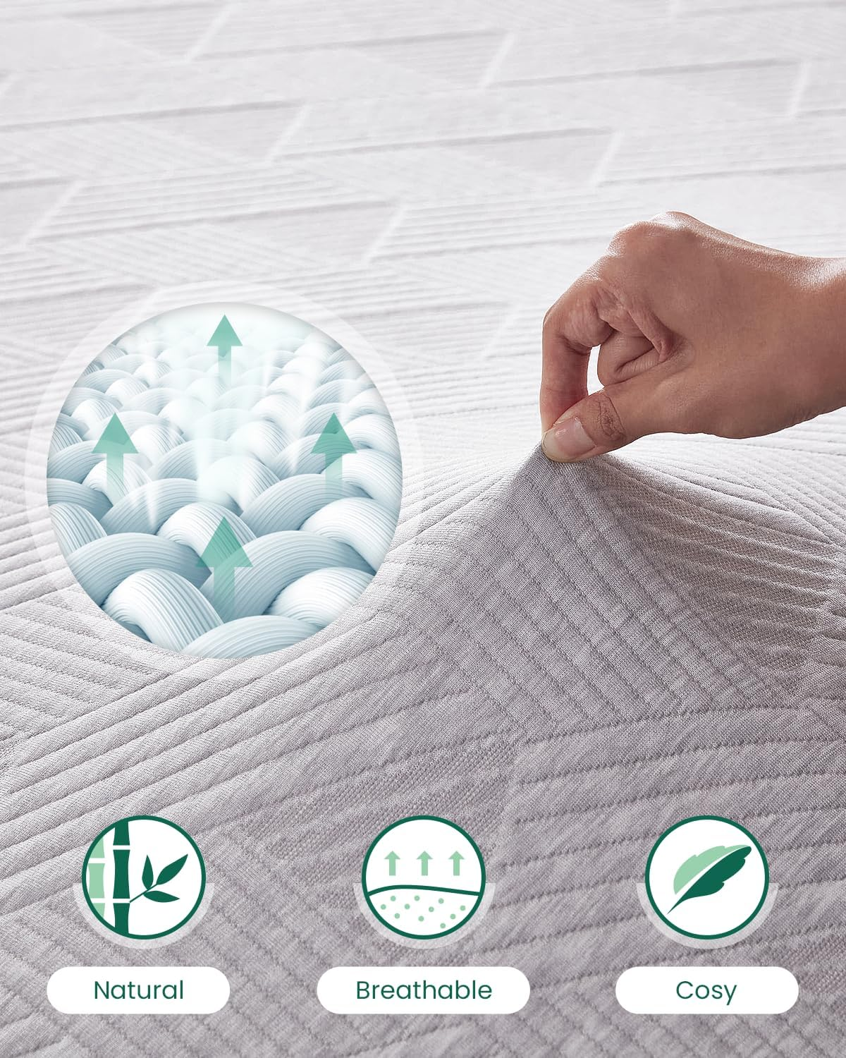 Luxury Double Mattress Topper – Thick Soft Pad with Washable Bamboo Fibre Cover