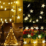 Solar Star String Lights, 23ft 50 LED, Warm White
