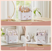Portable Makeup Organizer Box, Transparent Cosmetic Storage Case for Vanity Table