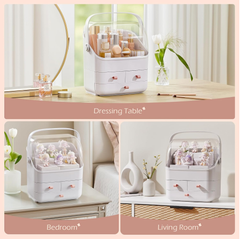 Portable Makeup Organizer Box, Transparent Cosmetic Storage Case for Vanity Table