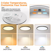 24W Round LED Ceiling Light – Multi-Color Adjustable Bathroom Ceiling Lights for Bathroom, Kitchen, Lounge and Hallway