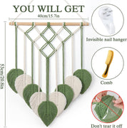 Macrame Green Leaf Boho Wall Hanging Tapestry Décor