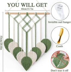 Macrame Green Leaf Boho Wall Hanging Tapestry Décor