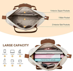 Large Foldable Waterproof Nylon Tote Bag for Women with Zipper & Top Handles