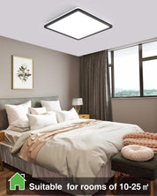 36W Square LED Ceiling Light, 3300LM, 5000K Daylight, IP44 Waterproof, Slim Black Design