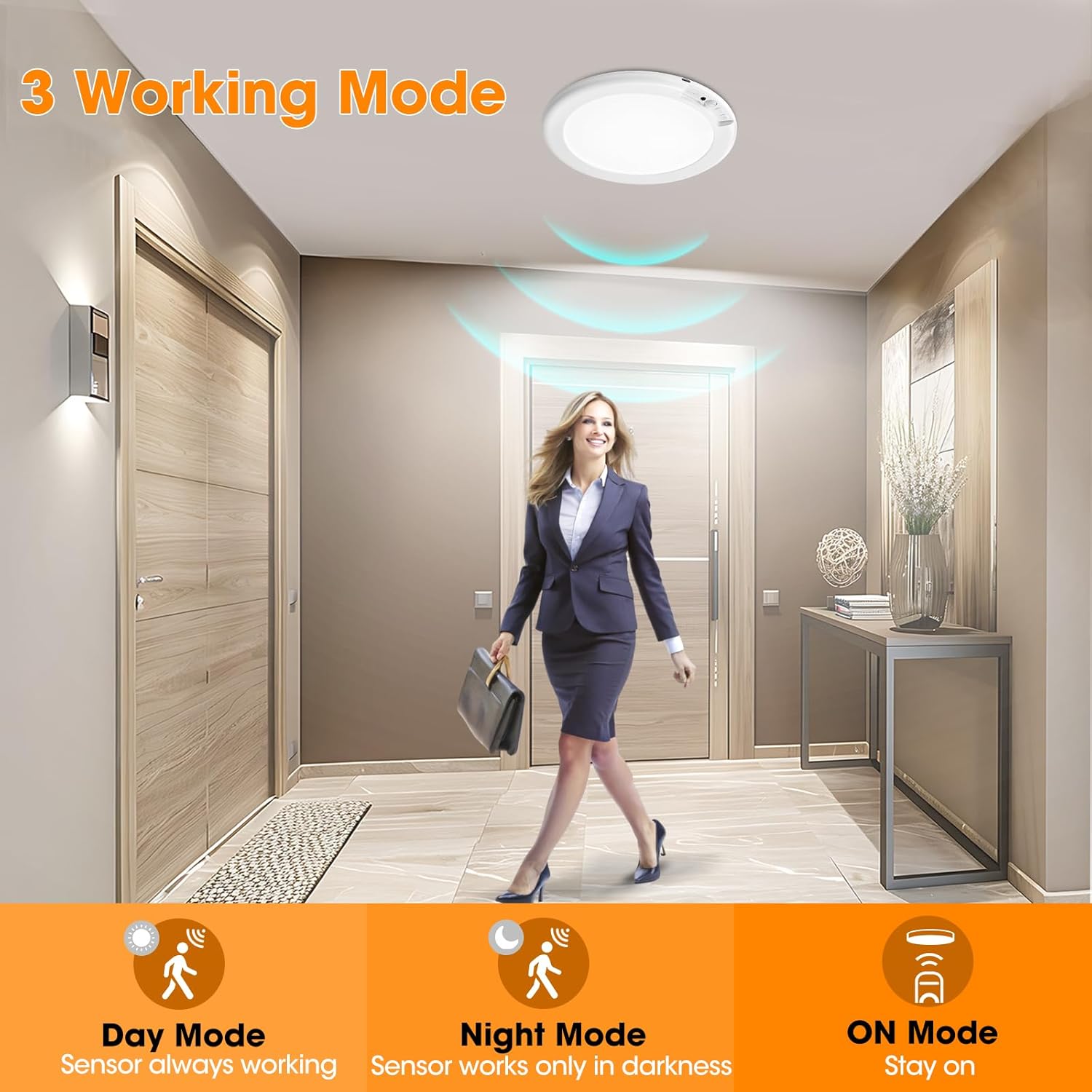 Motion Sensor Ceiling Light with Remote