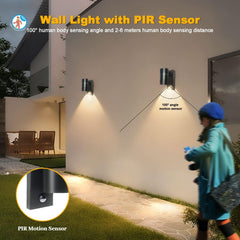 Outdoor Wall Lights PIR Motion Sensor, GU10 Base Down Exterior Wall Sconce, IP44 Stainless Steel Black Single Wall Light for Garden