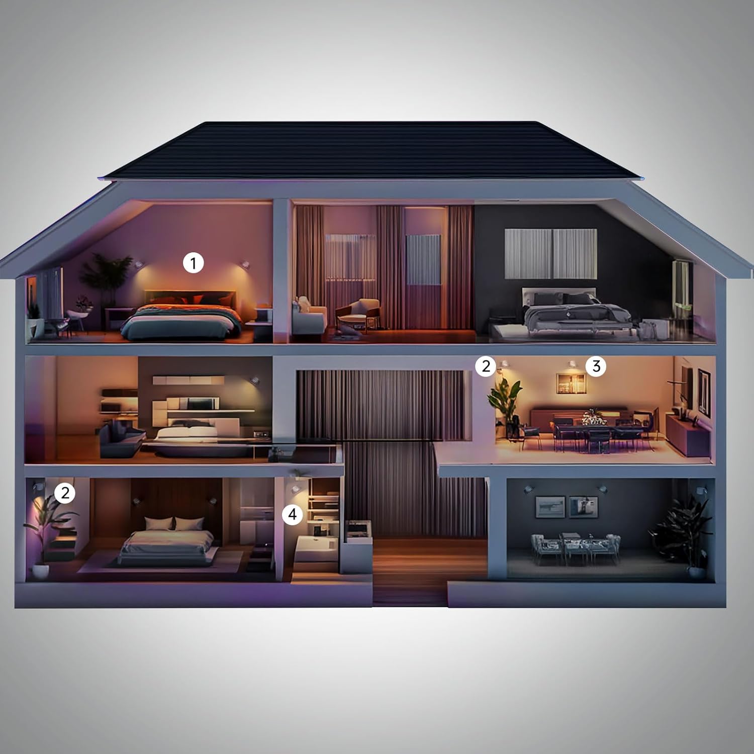 2 Pack Wall Spotlights with 3 Color Modes