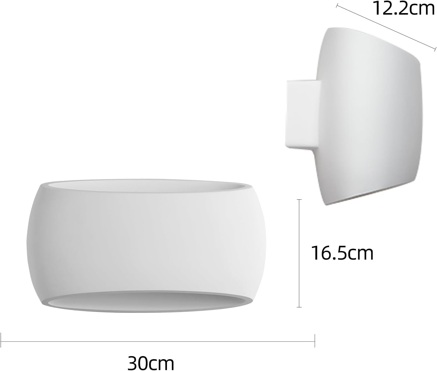 Indoor Wall Sconce Lights with White Oval Plaster Shade Fitting-Length 38CM