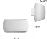 Indoor Wall Sconce Lights with White Oval Plaster Shade Fitting-Length 38CM