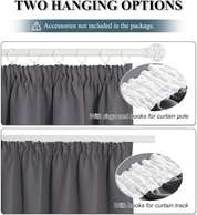 Thermal Blackout Pencil Pleat Curtains – 90x54 Inch Grey Drapes, 2 Panels