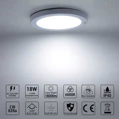 Ultra Slim Motion Sensor LED Ceiling Panel Light PIR + Light Sensor Round Ceiling Porch Light Indoor 18W 1800lm Cool White 240V