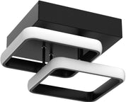 22W Modern Square LED Ceiling Light, 3000K Warm White, Black Flush Mount Ceiling Light for Hallway, Bedroom, Kitchen, Living Room, Office, Dining Room & Entryway