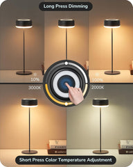 Rechargeable Touch Lamp, Dimmable LED Table Light Black