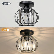 Small Crystal Flush Mount Ceiling Light with Black Shade