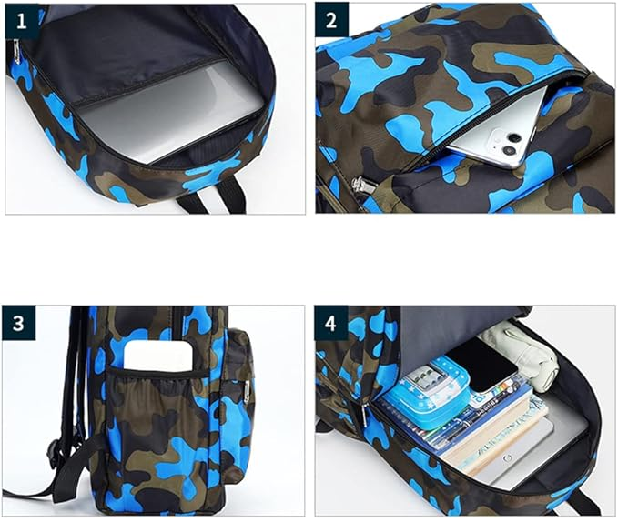 Kids Camouflage School Backpack – Waterproof Nylon Rucksack for Boys & Girls