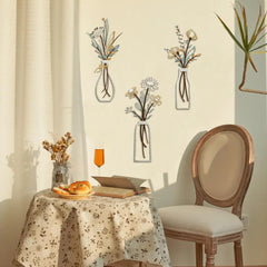 3 Pcs Metal Flower Wall Art Rustic Boho Décor Set