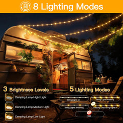 Rechargeable Camping String Lights – 100LED, 10M, 8 Modes