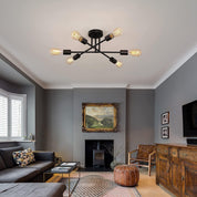 Modern 6/8-Light Black Sputnik Chandelier – Adjustable E27 Ceiling Fixture