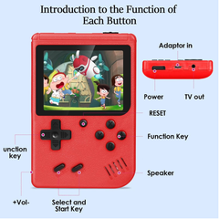 Retro Handheld Game Console with 500 Built-In Games, 3” Screen, Rechargeable (Red)
