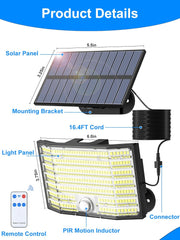 Solar Lights Outdoor, 226LED Solar Security Lights Outdoor Motion Sensor, IP65 Waterproof with Remote | Pack of 2