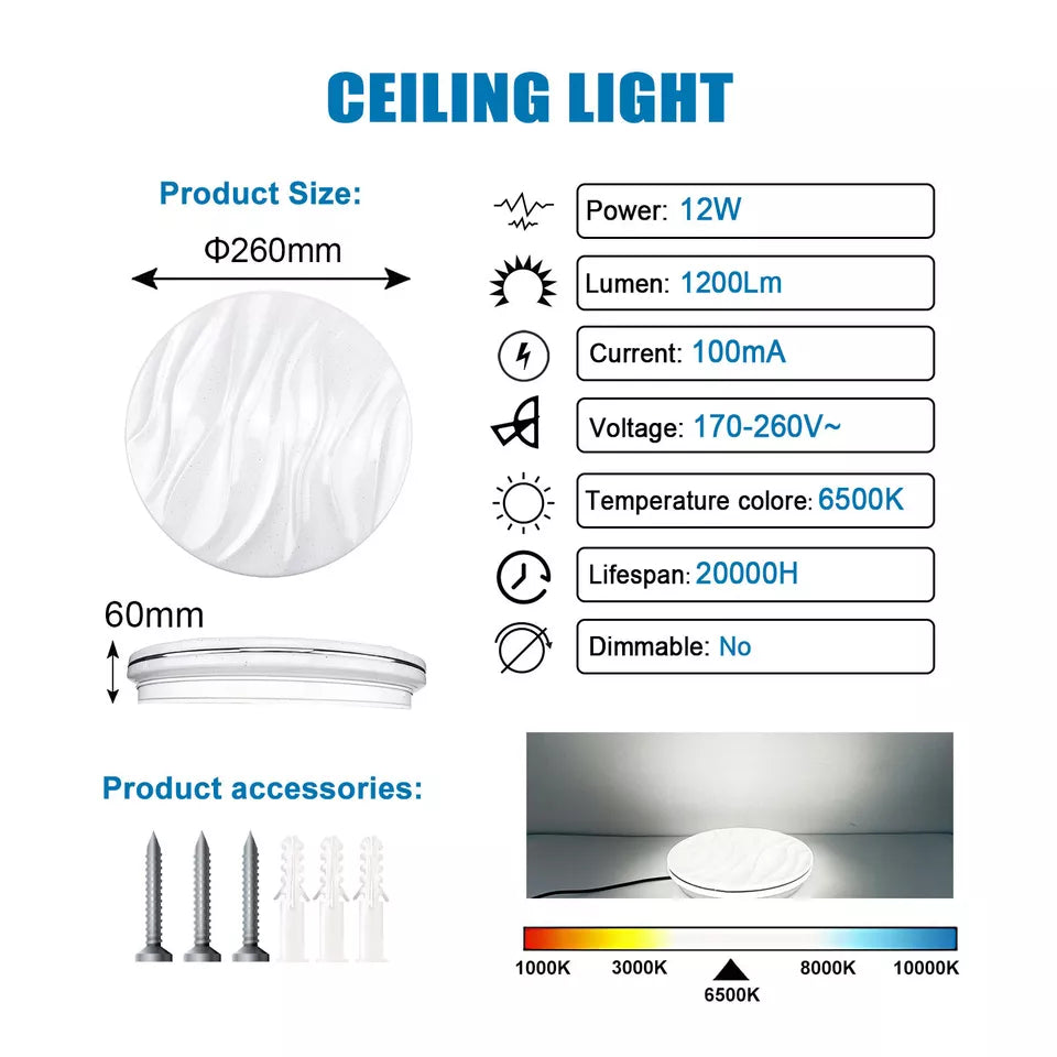 Modern LED Ceiling Light Round Panel – Energy-Efficient Indoor Downlight for Bathroom, Kitchen & Bedroom