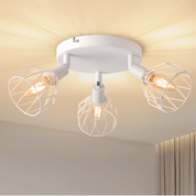 Kitchen Lights Ceiling,4 Way Black Lounge Industrial Wall Lights-Adjustable SpotLights Ceiling Lights Wire Cage with E14 Base, Light Fittings Ceilings